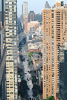 Aerial and panorama view of skyscrapers of New York City, Manhattan.