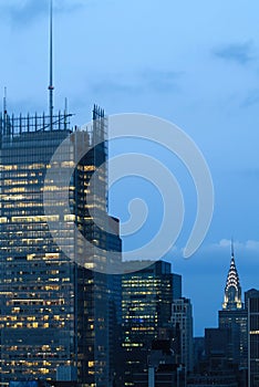 Aerial and panorama view of skyscrapers of New York City, Manhattan.