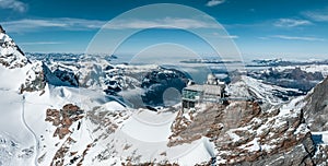 Aerial panorama view of the Sphinx Observatory on Jungfraujoch - Top of Europe