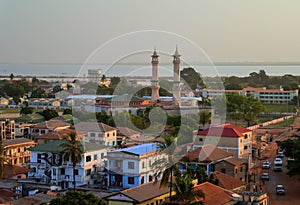 Aerial panorama view to city of Banjul, Gambia photo
