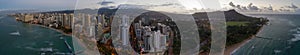 Aerial panorama Waikiki Beach and Diamond Head