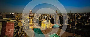 Aerial Panorama of Wazir Khan Mosque, Lahore, Pakistan photo
