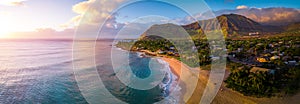 Aerial panorama of the west coast of Oahu photo