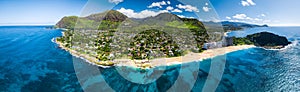 Aerial panorama of the west coast of Oahu photo