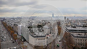 Aerial panoramic cityscape view of Paris, France with Avenue Foch