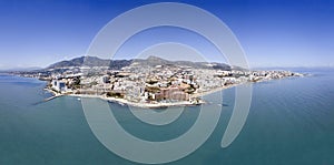 Aerial Panoramic Landscape View of Benalmadena City , Malaga , South of Spain.