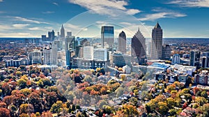 Aerial Panoramic photo of downtown Atlanta Skyline