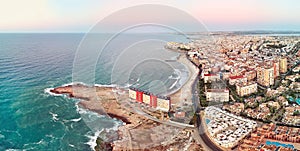 Aerial panoramic photo of Torrevieja cityscape. Spain