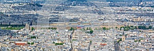 Aerial panoramic scenic view of Paris with the Louvre museum France and Europe city travel panorama