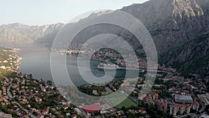 Aerial panoramic video of the picturesque bay of Kotor