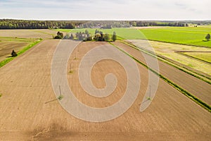 Aerial panoramic view of agricultural field in place Myllykoski in Kouvola, Finland photo