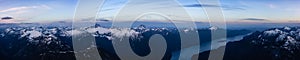 Aerial Panoramic View from Airplane of Canadian Mountain Landscape