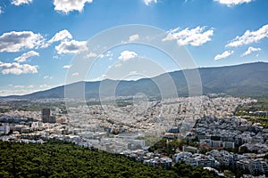 Aerial panoramic view of Athens city Greece, from Lycabettus hill