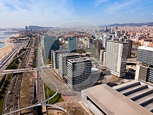 Aerial view of Diagonal Mar i el Front Maritim del Poblenou, Barcelona photo