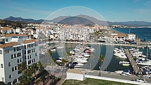 Aerial panoramic view of beautiful `Puerto de la Duquesa` in MANILVA- Malaga