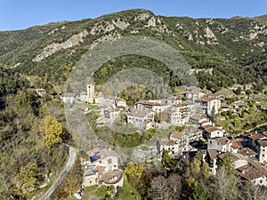 Aerial panoramic view of Beget, Camprodon full of magic and charm, Spain photo