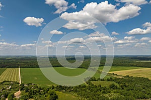 aerial panoramic view on blue sky dome background with white striped clouds in heaven and infinity may use for sky replacement