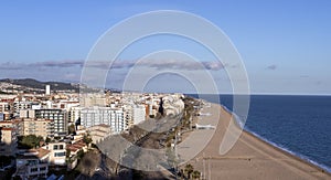 Aerial panoramic view of Calella city in el Maresme, Catalonia, Spain photo