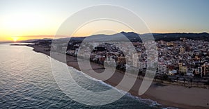 Aerial panoramic view of Canet de Mar in el Maresme coast, Catalonia, Spain photo