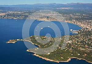 Aerial Panoramic View of Cannes City, Marina & Coast France