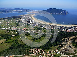 Aerial panoramic view of the Cantabrian town of Laredo.