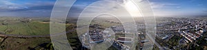 Aerial panoramic view of Castro Verde typical Village, in Alentejo countryside Tourism Destination region, Portugal