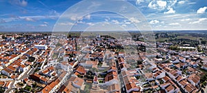 Aerial panoramic view of Castro Verde typical Village, in Alentejo countryside Tourism Destination region, Portugal