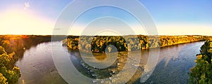 An aerial panoramic view of the Catawba river.