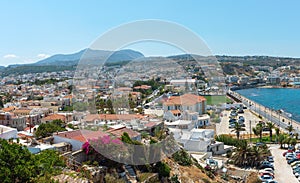 Aerial panoramic view on city of Rethimno, Crete island, Greece