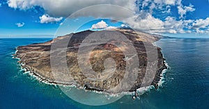 Aerial panoramic view coastline near Lighthouse Faro de Orchillaof - El Hierro Canary Islands photo