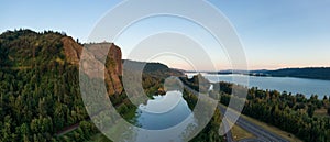 Aerial Panoramic View of Columbia River