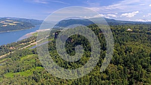 Aerial panoramic view of Columbia River Gorge , USA