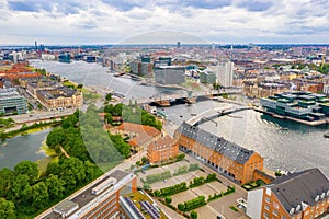 Aerial panoramic view of the Copenhagen