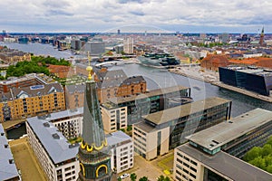 Aerial panoramic view of the Copenhagen