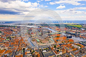 Aerial panoramic view of the Copenhagen