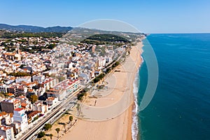 View from drone of Canet de Mar in Spain photo