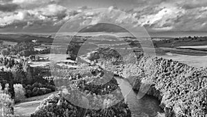 Aerial panoramic view of Huka Falls landscape, Taupo - New Zealand