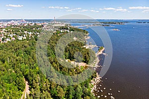 Aerial panoramic view of island Kotkansaari in Kotka, Finland photo