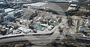 Aerial panoramic view of large vinyl producer - chemical plant at Martorell