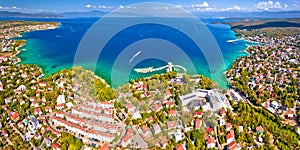 Aerial panoramic view of Malinska bay on Krk island