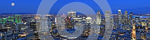 Aerial panoramic view of Montreal skyline at dusk