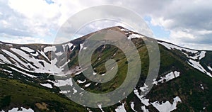 Aerial panoramic view of Mount Hoverla or Goverla, Ukraine Carpathian mountains.