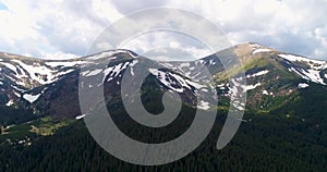 Aerial panoramic view of Mount Hoverla or Goverla, Ukraine Carpathian mountains.