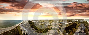Aerial panoramic view of Naples beach at dusk, Florida