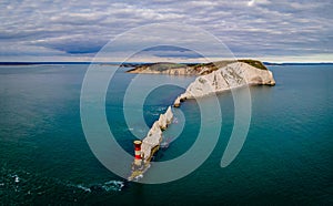 Aerial panoramic view of the Needles of Isle of WIght