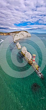 Aerial panoramic view of the Needles of Isle of WIght