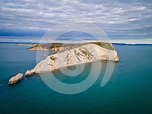 Aerial panoramic view of the Needles of Isle of WIght