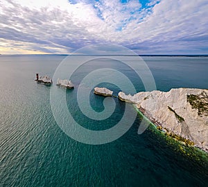 Aerial panoramic view of the Needles of Isle of WIght