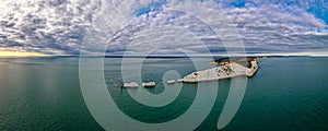 Aerial panoramic view of the Needles of Isle of WIght