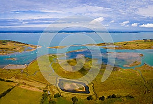 Aerial panoramic view of Newtown of isle of Wight